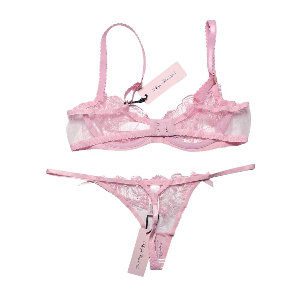 Agent Provocateur Jayce Plunge Underwire Bra 2 Piece Set Baby Pink Size 34B - Picture 2 of 5